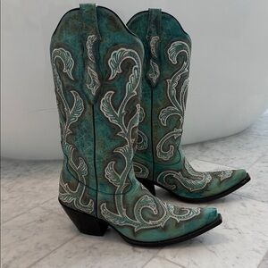 Corral Turquoise Leather Cowboy Boots